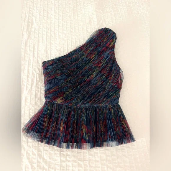 Hutch for Anthropologie One-Shoulder Multicolor Pleated Top - Picture 1 of 4